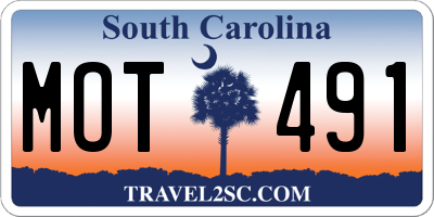 SC license plate MOT491