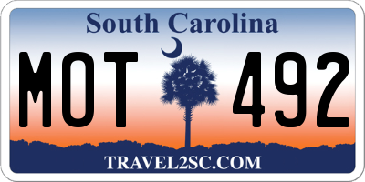 SC license plate MOT492
