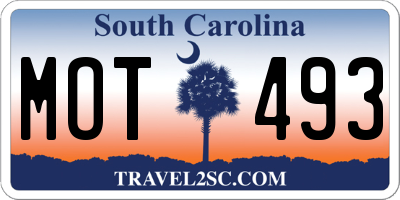 SC license plate MOT493