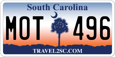 SC license plate MOT496