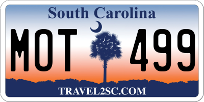 SC license plate MOT499