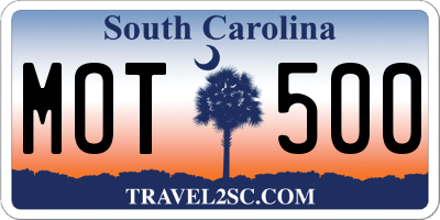 SC license plate MOT500