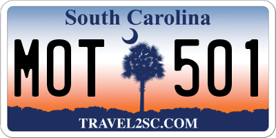 SC license plate MOT501