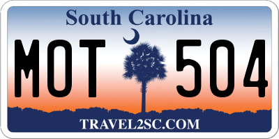SC license plate MOT504