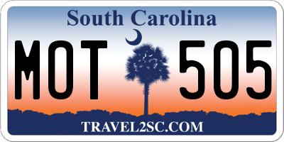 SC license plate MOT505