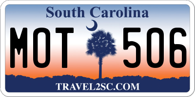 SC license plate MOT506