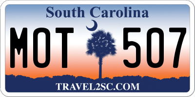 SC license plate MOT507