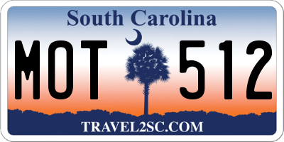 SC license plate MOT512