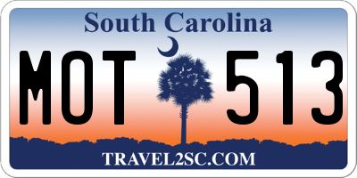 SC license plate MOT513