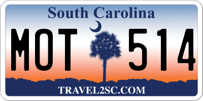 SC license plate MOT514