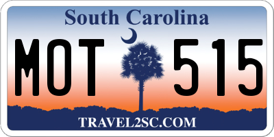SC license plate MOT515