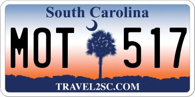 SC license plate MOT517