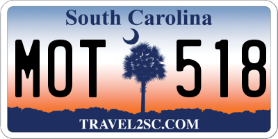 SC license plate MOT518