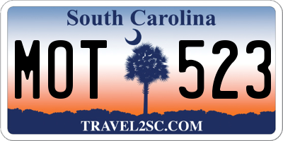 SC license plate MOT523