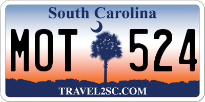 SC license plate MOT524