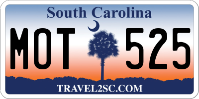 SC license plate MOT525