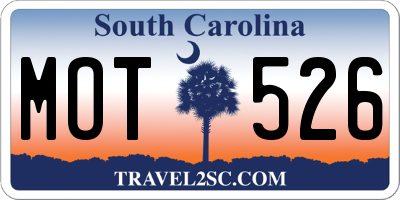 SC license plate MOT526