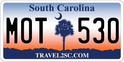 SC license plate MOT530