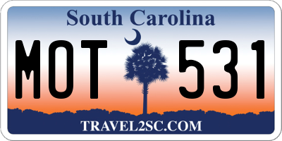 SC license plate MOT531