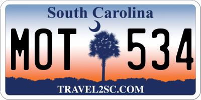 SC license plate MOT534