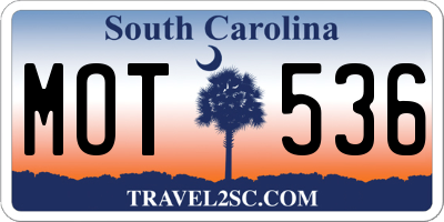 SC license plate MOT536