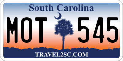 SC license plate MOT545
