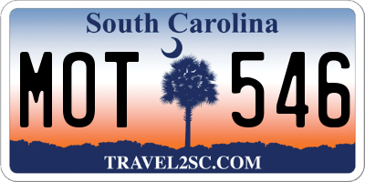 SC license plate MOT546