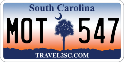 SC license plate MOT547