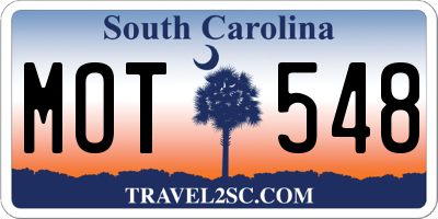 SC license plate MOT548
