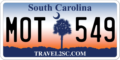 SC license plate MOT549