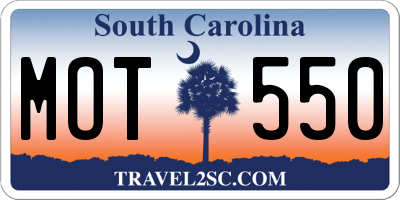 SC license plate MOT550