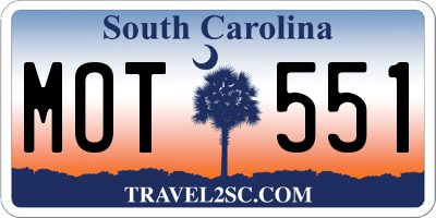 SC license plate MOT551