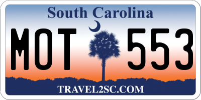 SC license plate MOT553