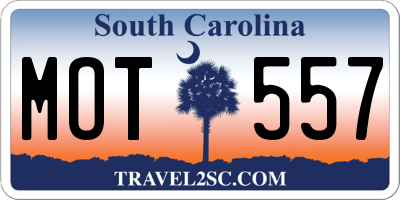 SC license plate MOT557