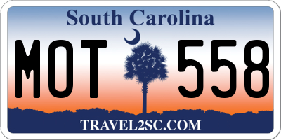 SC license plate MOT558