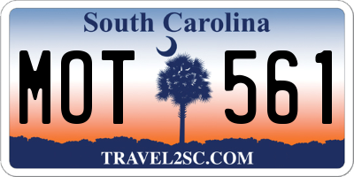SC license plate MOT561