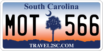 SC license plate MOT566