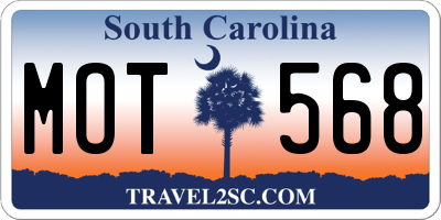 SC license plate MOT568