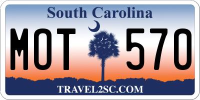 SC license plate MOT570
