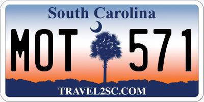 SC license plate MOT571