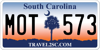 SC license plate MOT573