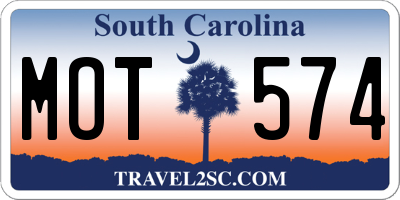 SC license plate MOT574