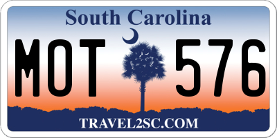 SC license plate MOT576