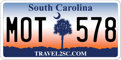 SC license plate MOT578