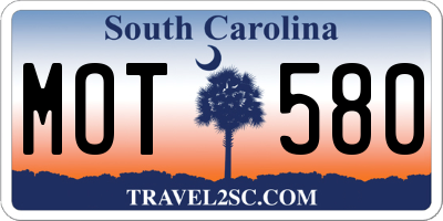 SC license plate MOT580