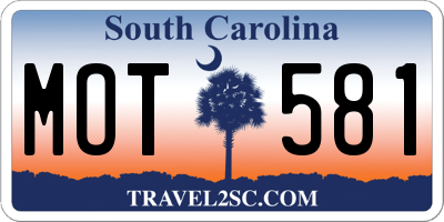 SC license plate MOT581