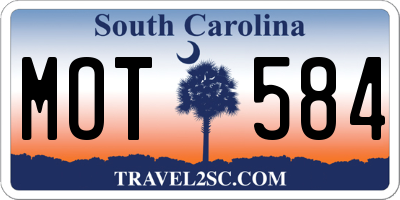SC license plate MOT584