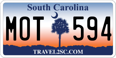 SC license plate MOT594