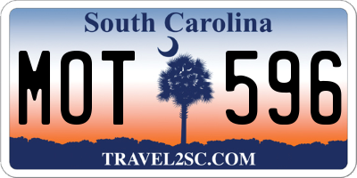SC license plate MOT596