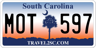 SC license plate MOT597